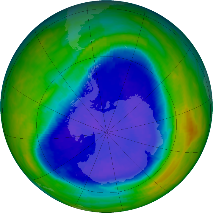 Antarctic ozone map for 15 September 1993